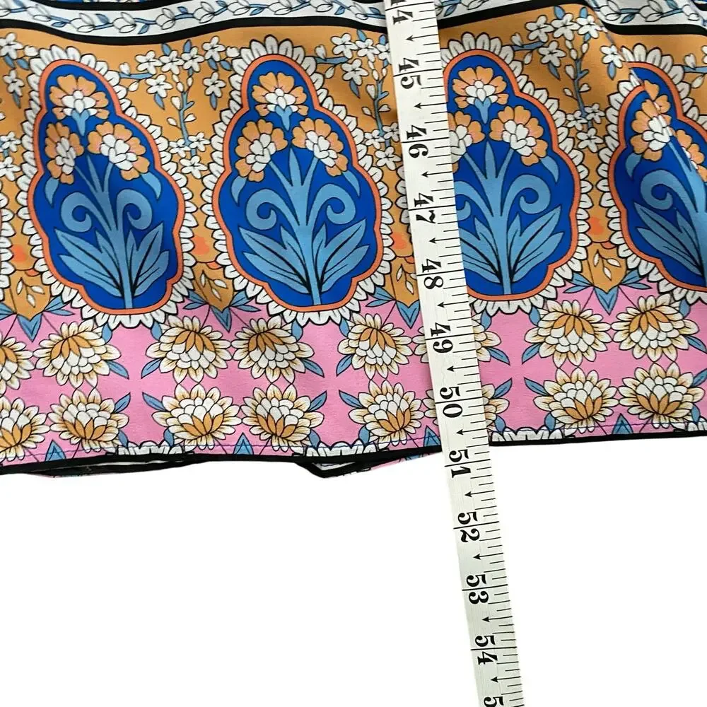 Emery Rose Floral Paisley Maxi Dress Boho Tulip Sleeve Blue Pink - Picture 8 of 11